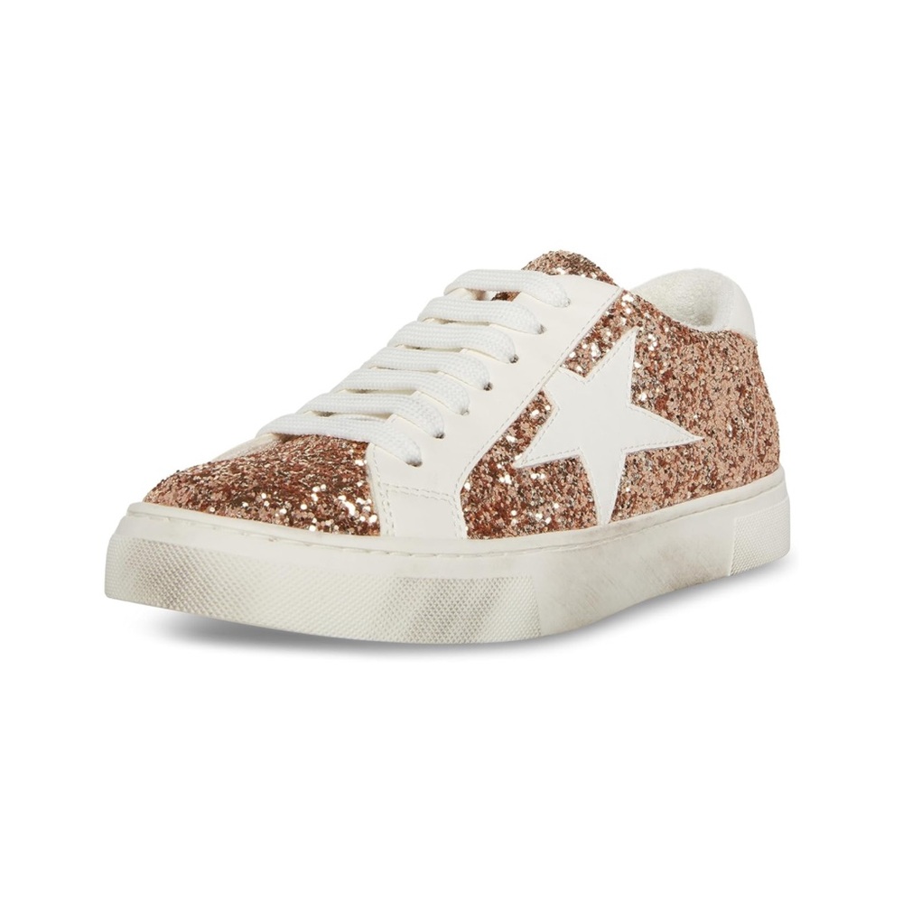 Steve Madden Rezume Rose Gold Women's Glitter Star Sneakers